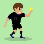 Soccer Referee Giving Yellow Card Stock Photo