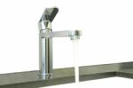 Water Flow Faucet Granite Counter On White Background Stock Photo