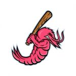 Jumbo Shrimp Baseball Mascot Stock Photo