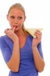 Woman Eating A Sandwitch Stock Photo