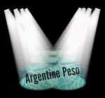 Argentine Peso Indicates Worldwide Trading And Coin Stock Photo
