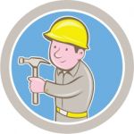 Carpenter Builder Hammer Circle Cartoon Stock Photo