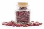 Bottle Full Of Kidney  Beans White Background Stock Photo