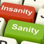 Insanity Sanity Keys Shows Sane Or Insane Psychology Stock Photo