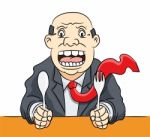Cartoon Businessman Waiting Food- Clipart Illustration Stock Photo