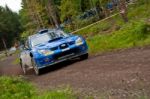 M. Cairns Driving Subaru Impreza Stock Photo