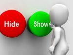 Hide Show Buttons Means Seek Find Look Discover Stock Photo