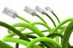Green Color Network Cable Stock Photo