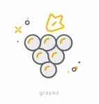 Thin Line Icons, Grapes Stock Photo