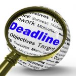 Deadline Magnifier Definition Means Job Time Limit Or Finish Dat Stock Photo