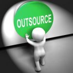 Outsource Pressed Means Freelancer Or Independent Worker Stock Photo