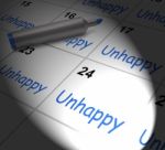 Unhappy Calendar Displays Problems Stress Or Sadness Stock Photo