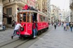 Istanbul, Turkey - May 25 : Vintage Tram In Istanbul Turkey On May 25, 2018. Unidentified People Stock Photo