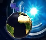 Solar Panel Indicates Alternative Energy And Globalise Stock Photo