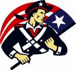 American Patriot Minuteman Flag Retro Stock Photo