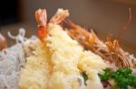 Japanese Style Tempura Shrimps Stock Photo