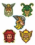 Norse Gods Mascot Collection Stock Photo