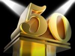 Golden Fifty On Pedestal Means Movie Awards Or Recognition Stock Photo