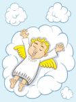 Sleeping Angel On Cloud Stock Photo
