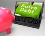 Solve Debt Key Means Solutions To Money Owing Stock Photo