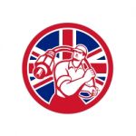 British Cable Installer Union Jack Flag Icon Stock Photo