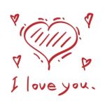 Red  Love Heart Hand Drawn Stock Photo