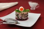 Herring Tartare With Capers And Sour Cream Stock Photo