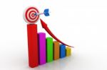 Business Graph With Green Rising Arrow Moving Up To Centre Of Th Stock Photo