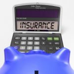 Insurance Calculator Shows Protection Through Secure Policy Stock Photo