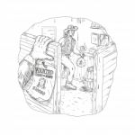 Cowboy Robbing Saloon Drawing Stock Photo