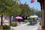 Solvang, California/usa - August 9 : Pink Parasol In Solvang Cal Stock Photo