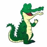 Alligator Cartoon - Line Drawn Stock Photo
