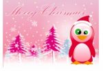 Penguin With Merry Christmas Stock Photo