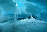 Deep Blue Ice Cave Stock Photo