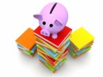 An Concept Image Of A Piggy With Books Stock Photo