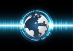 Technology Cyber Abstract World Circle Wave Signal Oscillating L Stock Photo