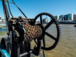 Old Hoist On The Bank Of The River Thames Stock Photo