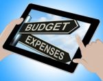Budget Expenses Tablet Means Business Accounting And Balance Stock Photo
