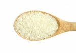 Wooden Spoon With Rice Stock Photo