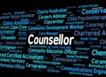 Counsellor Job Means Adviser Hiring And Occupation Stock Photo