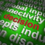 Decision Word Cloud Shows Choice Or Decide Stock Photo
