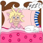 Thoughtful Insomniac Cartoon Lady Stock Photo