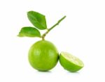 Fresh Lime Isolated On The White Background Stock Photo