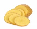 Slice Of Potato Isolated On The White Background Stock Photo