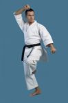 Young Man Practice Karate Kata Stock Photo