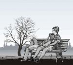 Young Couple On Bench Stock Photo