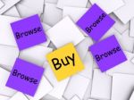 Browse Buy Post-it Notes Show Searching For Good Deal Stock Photo