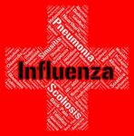 Influenza Word Indicates Poor Health And Afflictions Stock Photo