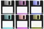 Six Color Of Diskettes Stock Photo
