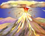 Volcano Eruption With Hot Lava Illustration Stock Photo